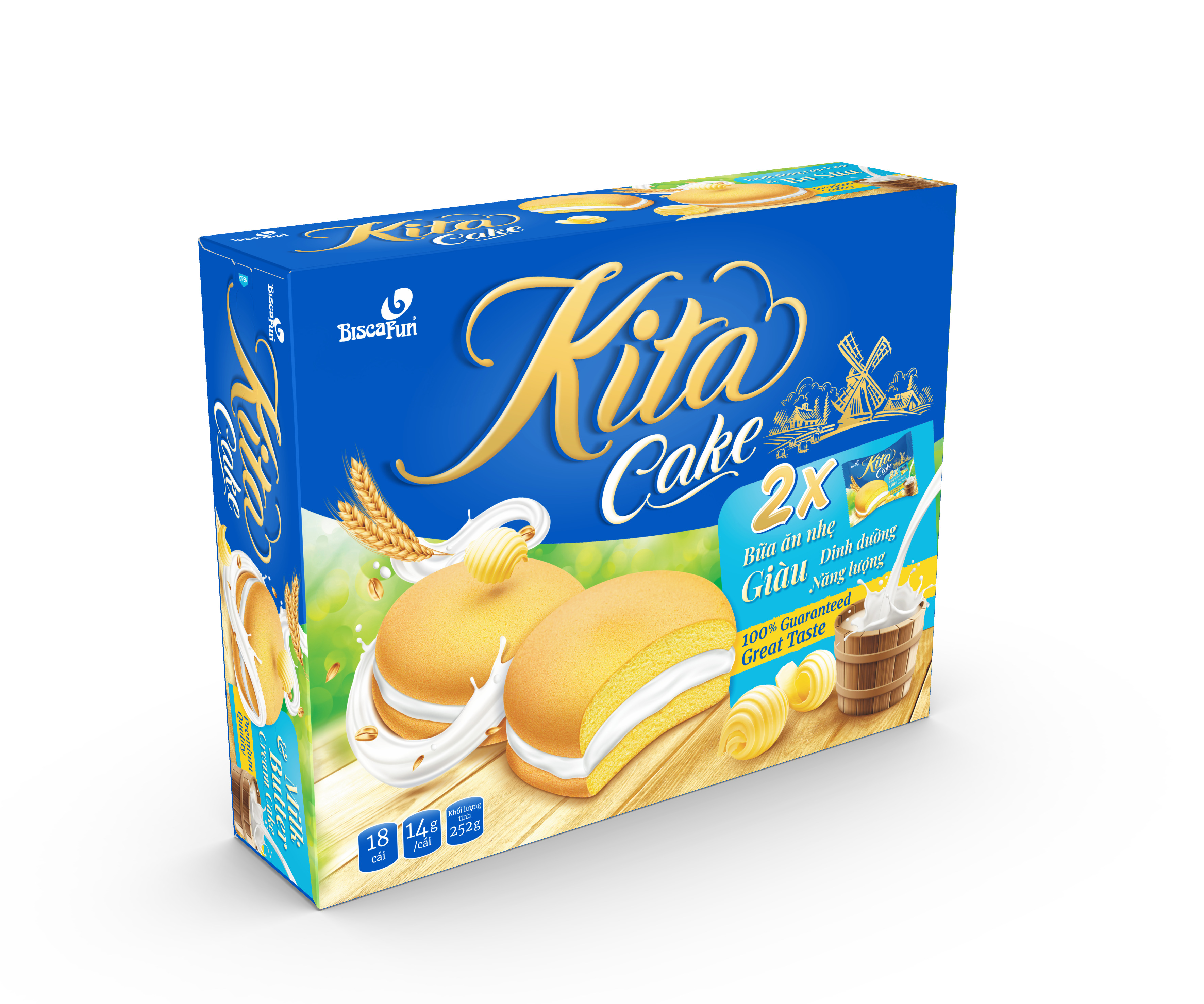 HỘP KITA CAKE BƠ SỮA 252g